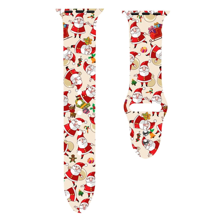 For Apple Watch 42mm / 41mm / 40mm / 38mm Christmas Pattern Silicone Watch Band(Red Santa Claus)