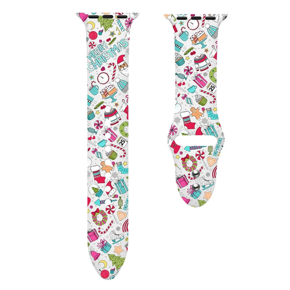 For Apple Watch 42mm / 41mm / 40mm / 38mm Christmas Pattern Silicone Watch Band(Funny Christmas)