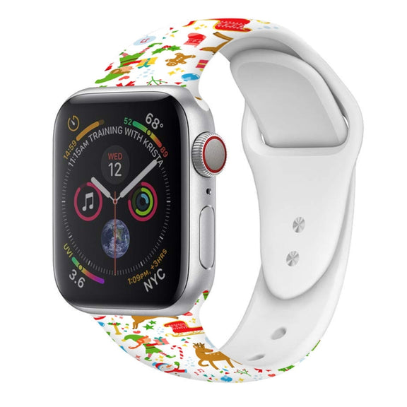 For Apple Watch 42mm / 41mm / 40mm / 38mm Christmas Pattern Silicone Watch Band(Childlike Christmas 2)