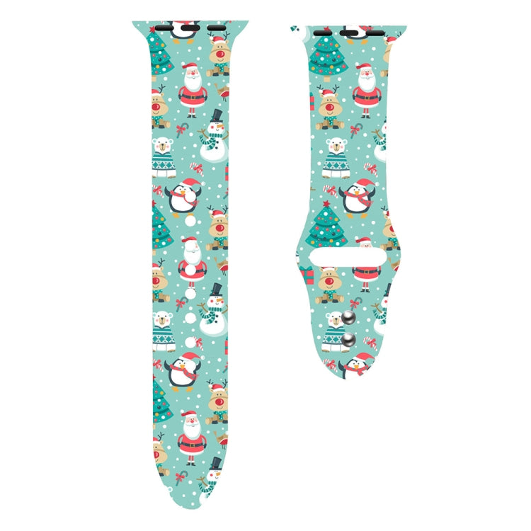 For Apple Watch 42mm / 41mm / 40mm / 38mm Christmas Pattern Silicone Watch Band(Snow Christmas)
