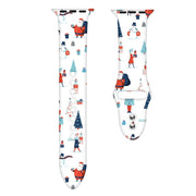 For Apple Watch 42mm / 41mm / 40mm / 38mm Christmas Pattern Silicone Watch Band(White Christmas)
