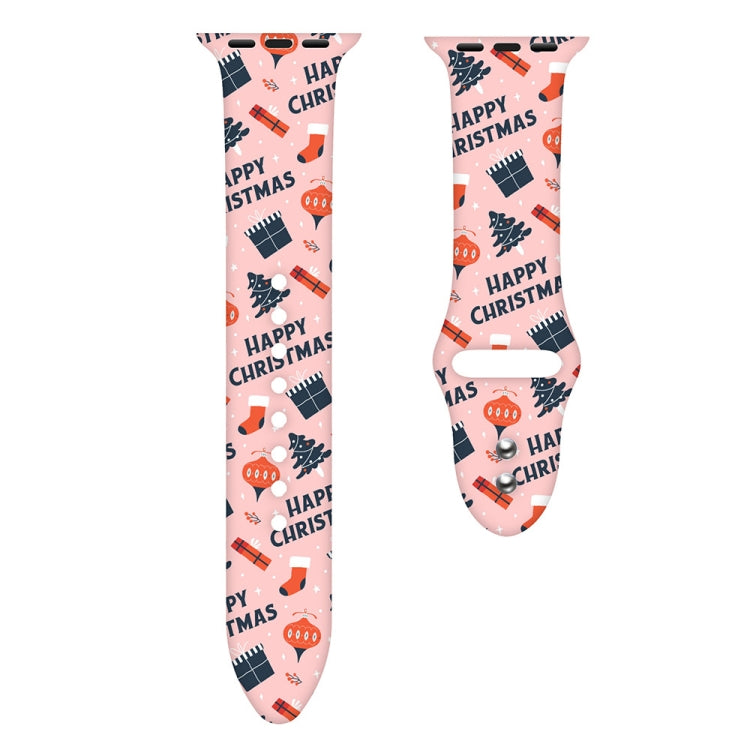 For Apple Watch 42mm / 41mm / 40mm / 38mm Christmas Pattern Silicone Watch Band(Pink Christmas)