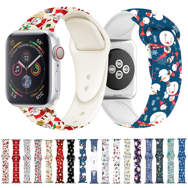 For Apple Watch 42mm / 41mm / 40mm / 38mm Christmas Pattern Silicone Watch Band(Happy Bear)