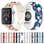 For Apple Watch 42mm / 41mm / 40mm / 38mm Christmas Pattern Silicone Watch Band(Happy Bear)