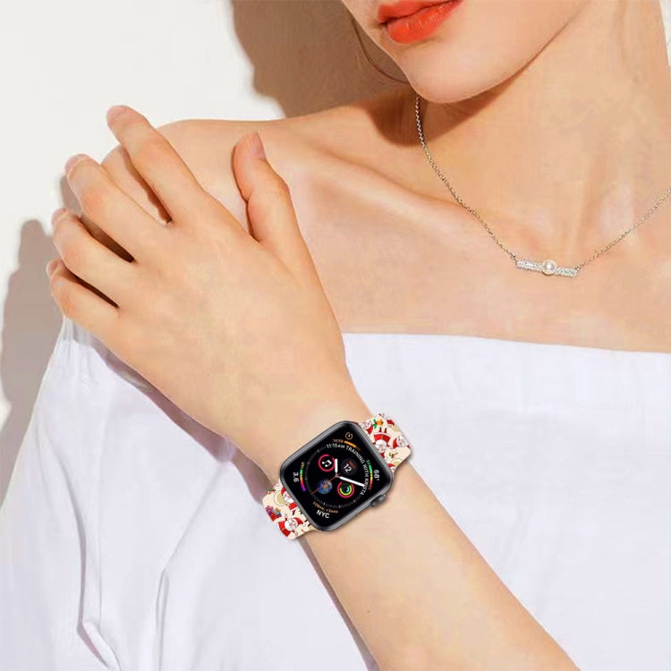 For Apple Watch 42mm / 41mm / 40mm / 38mm Christmas Pattern Silicone Watch Band(Happy Bear)