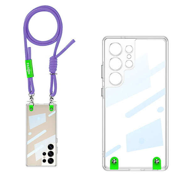 For Samsung Galaxy S25 Ultra 5G GKK Space Series Full Coverage Phone Case with Crossbody Rope(Purple)