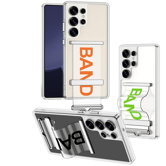 For Samsung Galaxy S25 Ultra 5G GKK Space Series Clear Wristband Holder Phone Case(Transparent Silver)