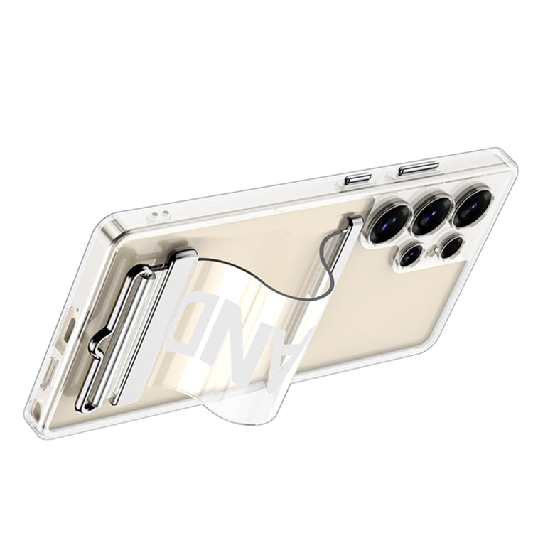 For Samsung Galaxy S25 Ultra 5G GKK Space Series Clear Wristband Holder Phone Case(Transparent Silver)