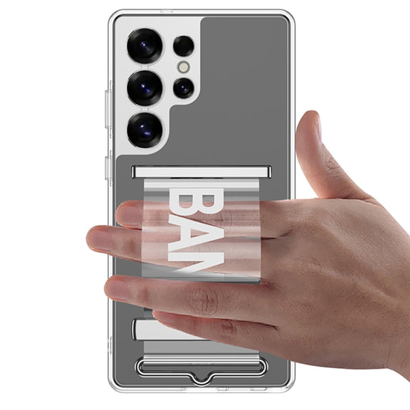 For Samsung Galaxy S25 Ultra 5G GKK Space Series Clear Wristband Holder Phone Case(Transparent Silver)