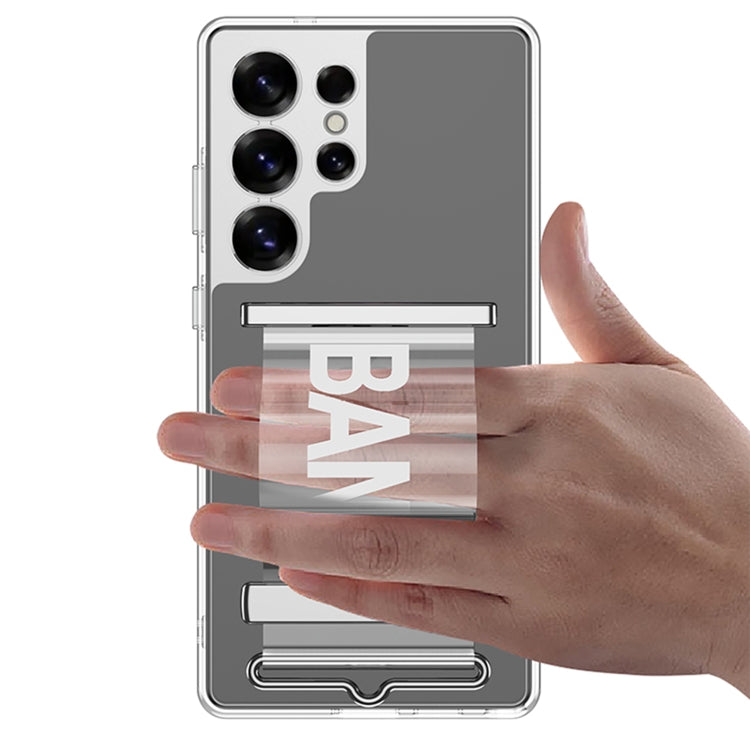 For Samsung Galaxy S25 Ultra 5G GKK Space Series Clear Wristband Holder Phone Case(Transparent Silver)