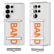 For Samsung Galaxy S25 Ultra 5G GKK Space Series Clear Wristband Holder Phone Case(Transparent Orange)