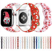 For Apple Watch 42mm / 41mm / 40mm / 38mm Christmas Pattern Butterfly Buckle Silicone Watch Band(Stitching Christmas)