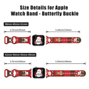For Apple Watch 46mm / 49mm / 45mm / 44mm Christmas Pattern Butterfly Buckle Silicone Watch Band(Snowman Light Blue)