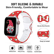 For Apple Watch 42mm / 41mm / 40mm / 38mm Christmas Pattern Butterfly Buckle Silicone Watch Band(Colorful Snowflakes)