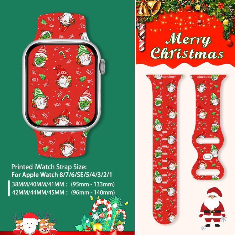 For Apple Watch 46mm / 49mm / 45mm / 44mm Christmas Pattern Butterfly Buckle Silicone Watch Band(Snowman Light Blue)