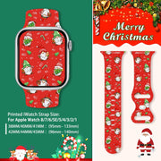For Apple Watch 46mm / 49mm / 45mm / 44mm Christmas Pattern Butterfly Buckle Silicone Watch Band(Stitching Christmas)
