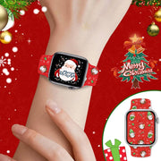 For Apple Watch 46mm / 49mm / 45mm / 44mm Christmas Pattern Butterfly Buckle Silicone Watch Band(Snowman Light Blue)