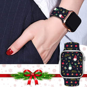 For Apple Watch 46mm / 49mm / 45mm / 44mm Christmas Pattern Butterfly Buckle Silicone Watch Band(Snowman Light Blue)