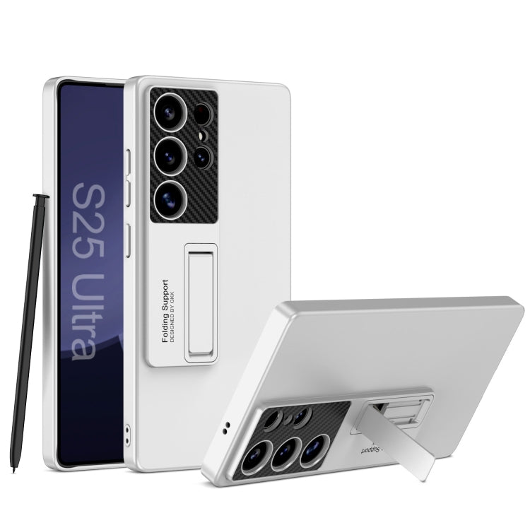 For Samsung Galaxy S25 Ultra 5G GKK Ultra-thin Shockproof Phone Case with Holder / Pen(Silver) - free shipping - PMC Jewellery - Order now!