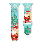 For Apple Watch 42mm / 41mm / 40mm / 38mm Christmas Pattern Reverse Buckle Silicone Watch Band(Santa Claus Blue)