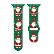 For Apple Watch 42mm / 41mm / 40mm / 38mm Christmas Pattern Reverse Buckle Silicone Watch Band(Santa Claus Snow)