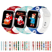 For Apple Watch 46mm / 49mm / 45mm / 44mm Christmas Pattern Reverse Buckle Silicone Watch Band(Snowman)