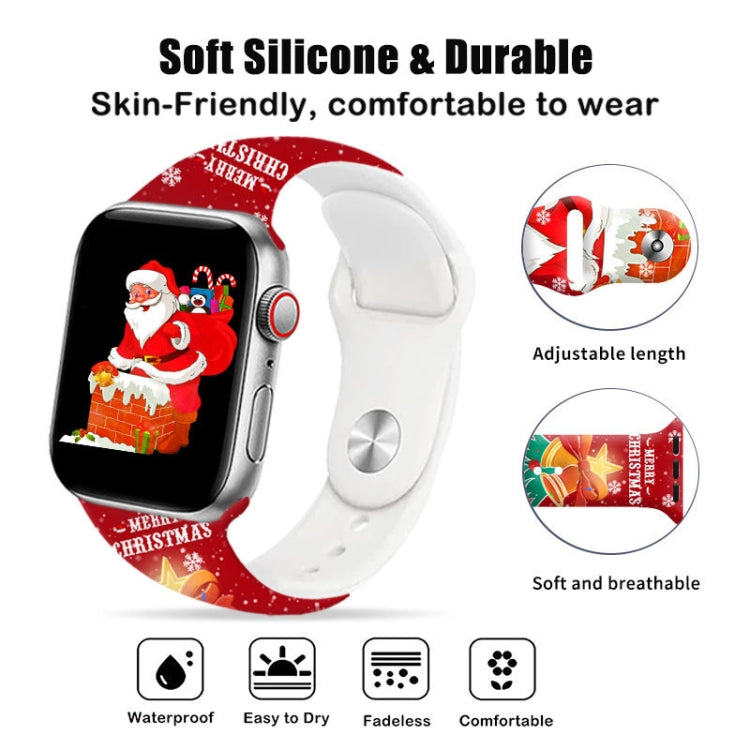 For Apple Watch 42mm / 41mm / 40mm / 38mm Christmas Pattern Reverse Buckle Silicone Watch Band(Snowman)
