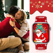 For Apple Watch 46mm / 49mm / 45mm / 44mm Christmas Pattern Reverse Buckle Silicone Watch Band(Weasels)
