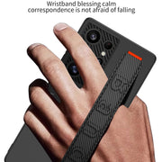 For Samsung Galaxy S25 Ultra 5G GKK Ultra-thin Wristband Shockproof Phone Case with Holder(Carbon Fiber)