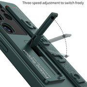 For Samsung Galaxy S25 Ultra 5G GKK Ultra-thin Wristband Shockproof Phone Case with Holder(Carbon Fiber)