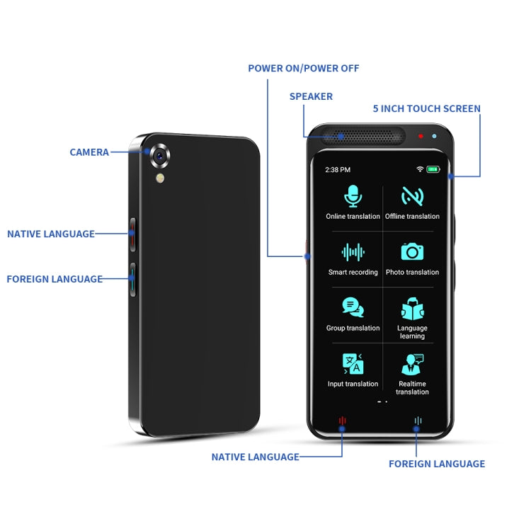 VORMOR Z6 5.0 inch HD Touch Screen Smart AI Translator 139 Languages with Offline Translation / Photo Translation -  by PMC Jewellery | Online Shopping South Africa | PMC Jewellery | Buy Now Pay Later Mobicred