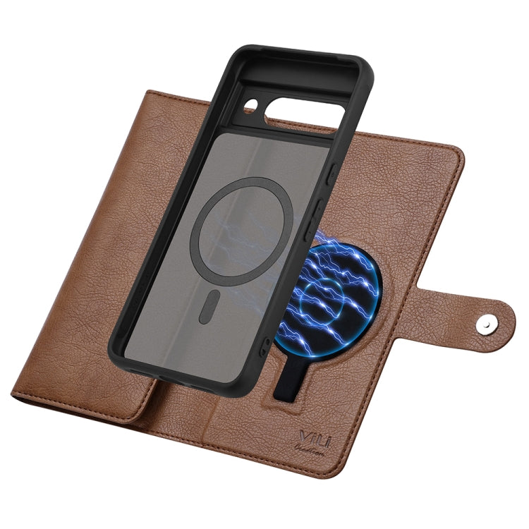 For Google Pixel 8a ViLi GVB Series MagSafe Magnetic RFID Leather Phone Case(Brown) - Google Cases by ViLi | Online Shopping South Africa | PMC Jewellery | Buy Now Pay Later Mobicred