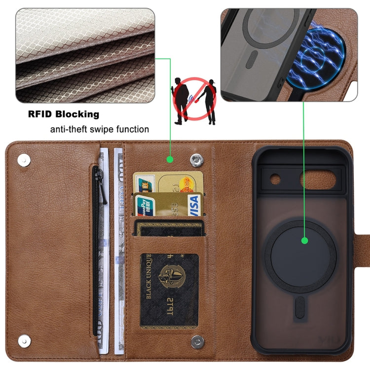 For Google Pixel 8a ViLi GVB Series MagSafe Magnetic RFID Leather Phone Case(Brown) - Google Cases by ViLi | Online Shopping South Africa | PMC Jewellery | Buy Now Pay Later Mobicred