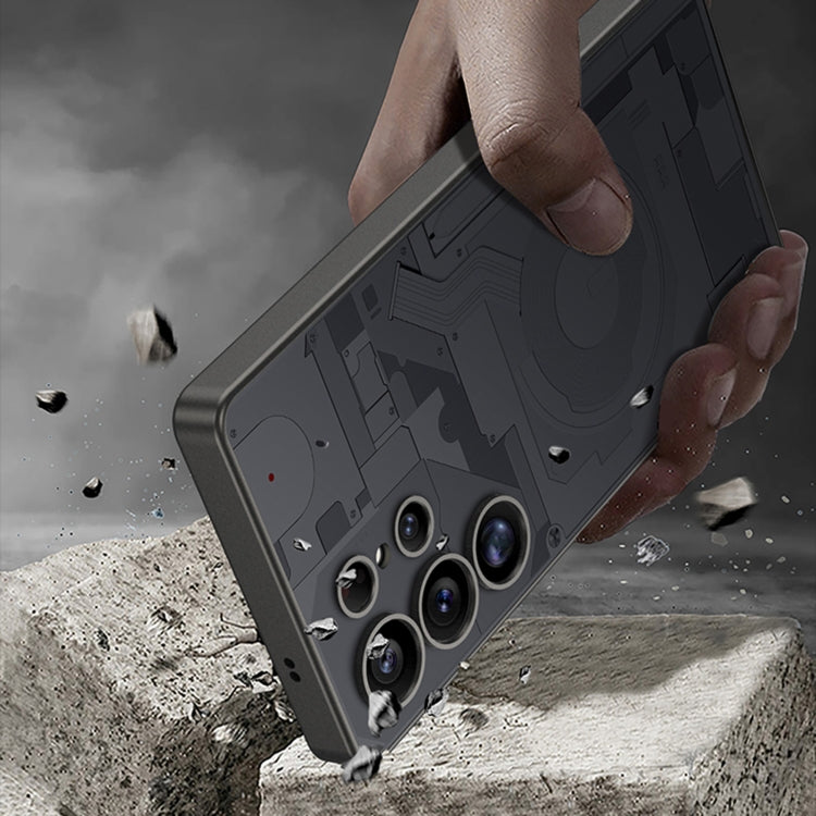 For Samsung Galaxy S25 Ultra 5G GKK AG Craft Skin Feel Circuit Diagram Edition Full Coverage Phone Case(Titanium Gray)