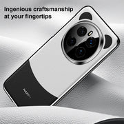For Honor Magic6 Pro Panda 2 Plain Leather PC Phone Case(Black Red)
