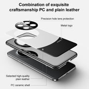 For Honor Magic6 Pro Panda 2 Plain Leather PC Phone Case(Black Red)
