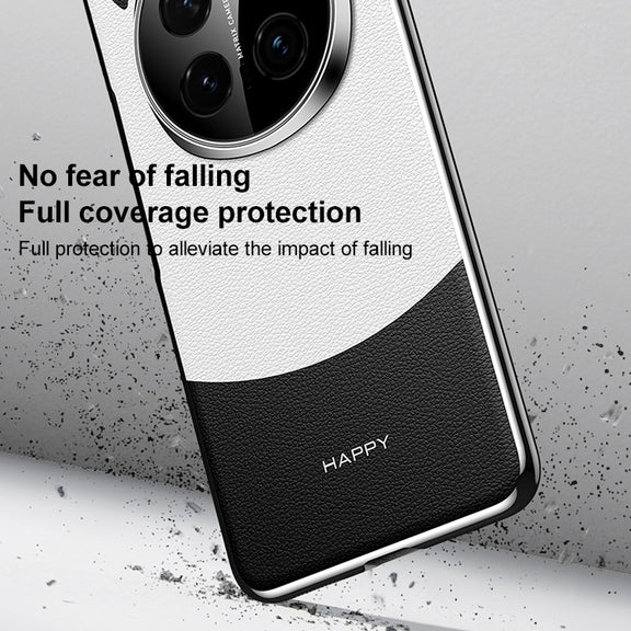 For Honor Magic6 Pro Panda 2 Plain Leather PC Phone Case(Black Red)
