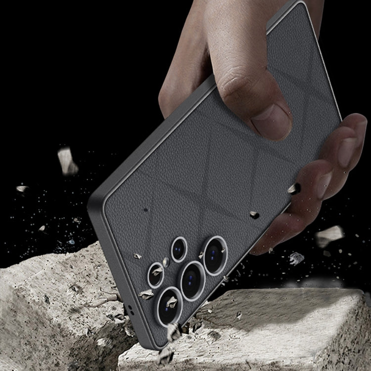 For Samsung Galaxy S25 Ultra 5G GKK Asterism Metal Paint Skin Feel Leather Full Coverage Phone Case(Grey)