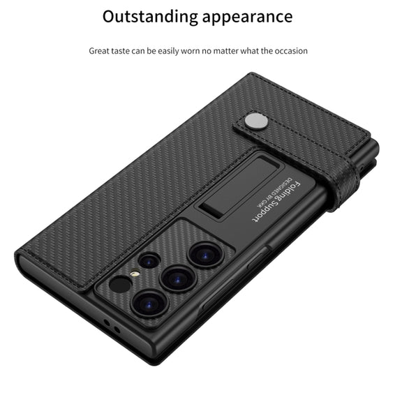 For Samsung Galaxy S25 5G GKK Flip Wallet Leather Phone Case(Carbon Fiber Texture)