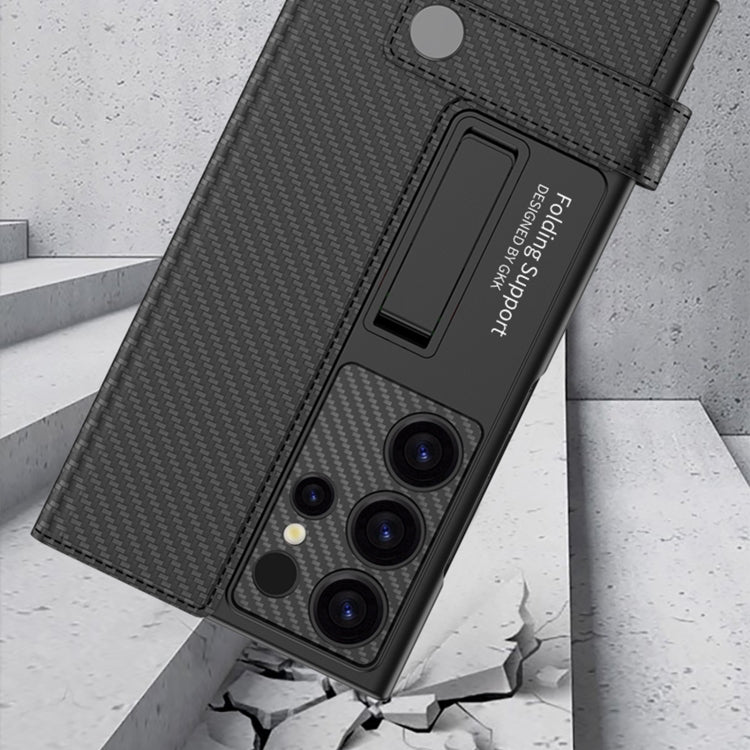 For Samsung Galaxy S25 5G GKK Flip Wallet Leather Phone Case(Carbon Fiber Texture)