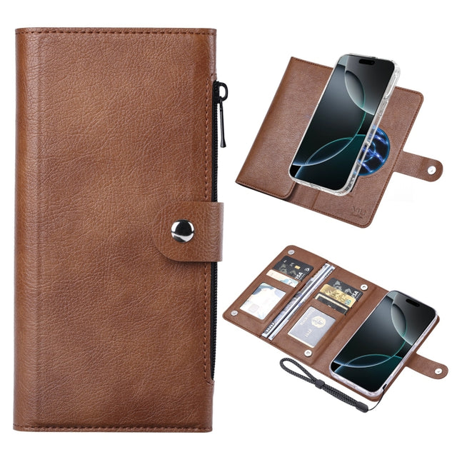 For iPhone 16 Pro Max ViLi GVS-C Series MagSafe Magnetic RFID Leather Flip Phone Case(Brown)