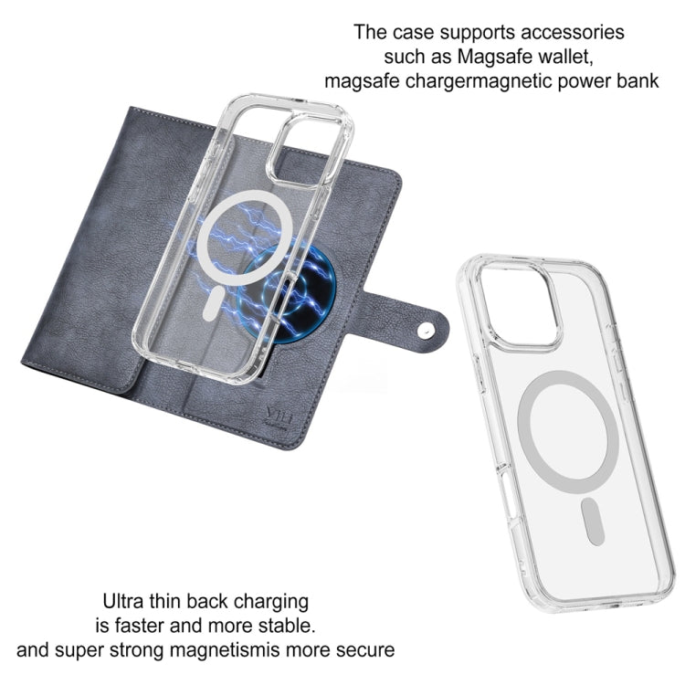 For iPhone 16 Pro ViLi GVS-C Series MagSafe Magnetic RFID Leather Flip Phone Case(Grey)