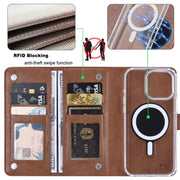 For iPhone 16 Pro ViLi GVS-C Series MagSafe Magnetic RFID Leather Flip Phone Case(Brown)