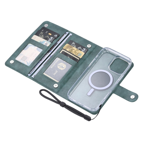 For iPhone 16 Plus ViLi GVS-C Series MagSafe Magnetic RFID Leather Flip Phone Case(Green)