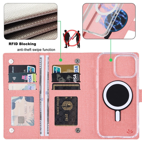 For iPhone 16 Plus ViLi GBS-C Series MagSafe Magnetic RFID Leather Flip Phone Case(Pink)