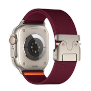 For Apple Watch 46mm / 49mm / 45mm / 44mm Parachute Buckle Elastic Nylon Watch Band(Wine Red)
