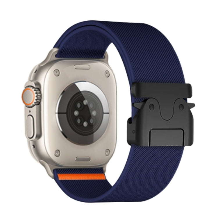 For Apple Watch 46mm / 49mm / 45mm / 44mm Parachute Buckle Elastic Nylon Watch Band(Midnight Blue)
