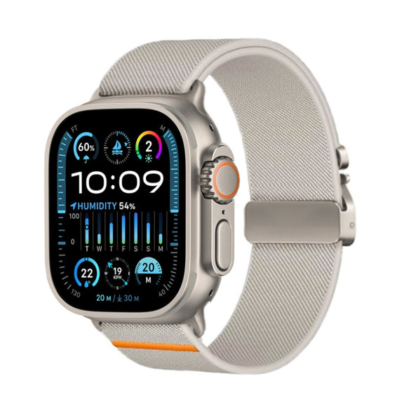 For Apple Watch 46mm / 49mm / 45mm / 44mm Parachute Buckle Elastic Nylon Watch Band(Starlight)