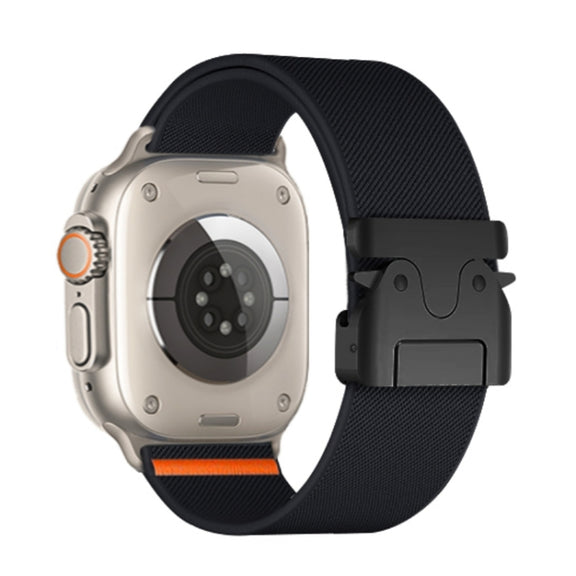 For Apple Watch 42mm / 41mm / 40mm / 38mm Parachute Buckle Elastic Nylon Watch Band(Black)