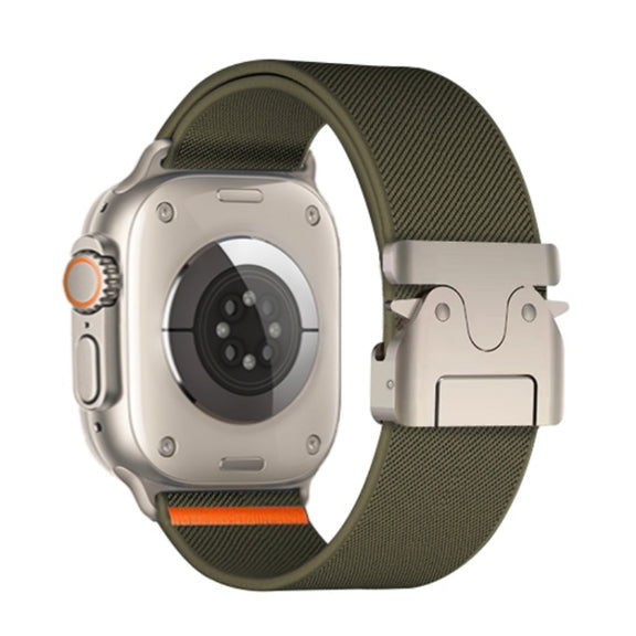 For Apple Watch 42mm / 41mm / 40mm / 38mm Parachute Buckle Elastic Nylon Watch Band(Army Green)
